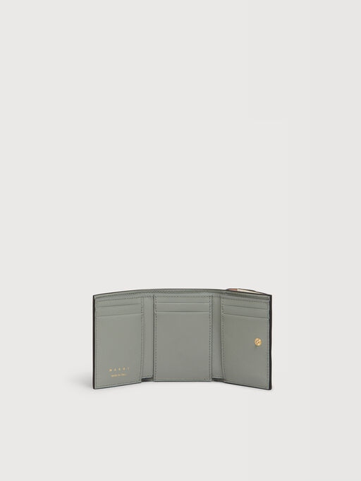 Light pink, white, and grey saffiano leather tri-fold wallet - Wallets