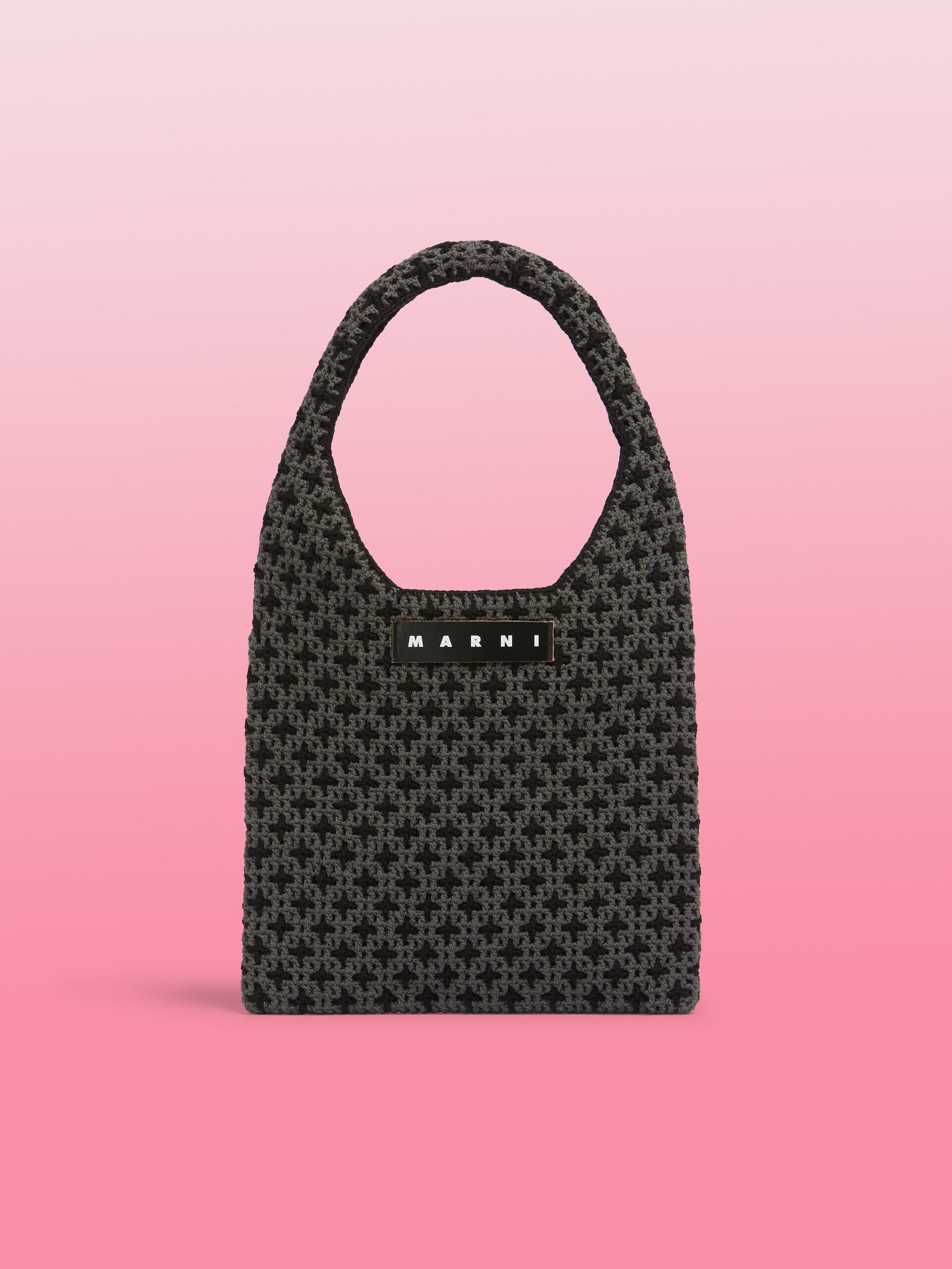 MARNI ☆ マルニ MARKET コットンニット ハンドバッグ グレー MARNI MARKET リバーシブルニットバッグ | Marni