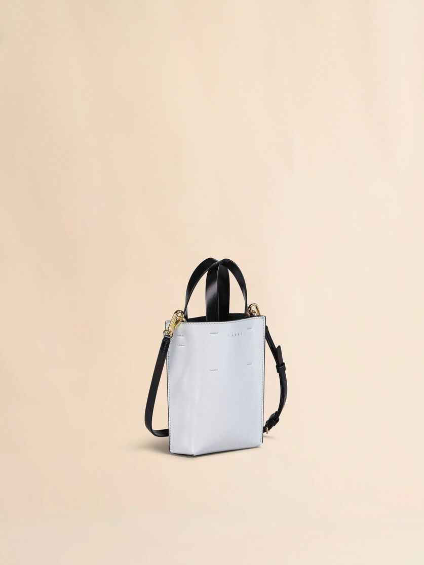 Sac cabas nano MUSEO en cuir de veau lisse noir brillant avec bandoulière - Sacs cabas - Image 4
