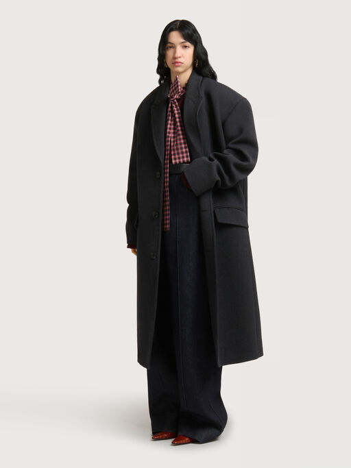 Deep grey tweed oversized coat - Coats