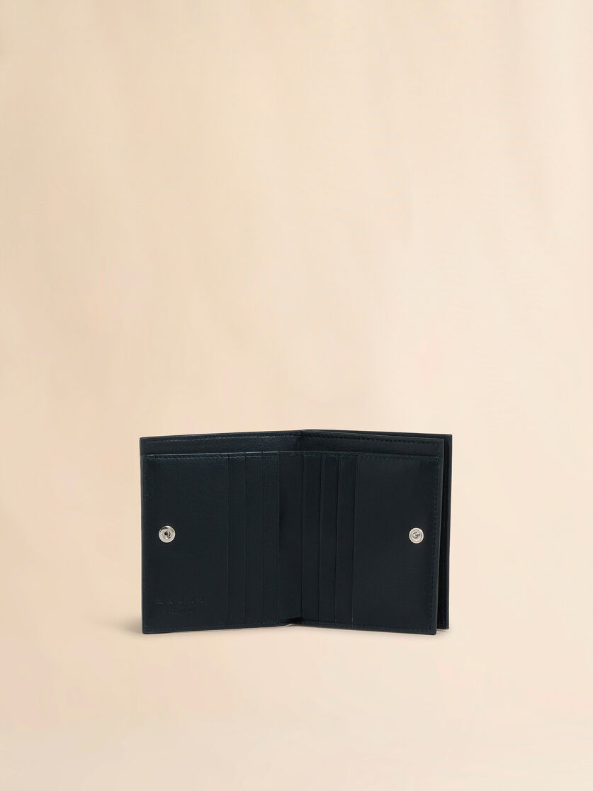 Black leather zip-around bifold wallet with Marni mending | Marni