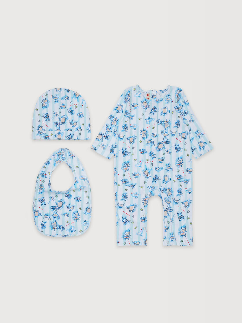 Light blue cotton newborn set with all-over print, Image 1