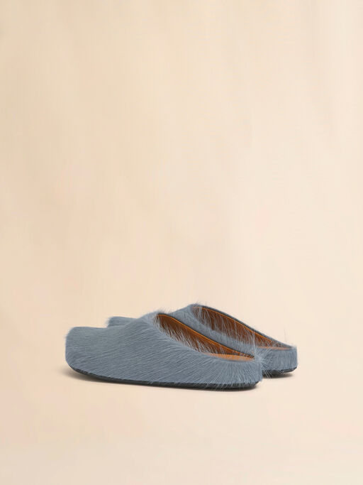 Blue long hair calfskin Fussbett sabot - Clogs