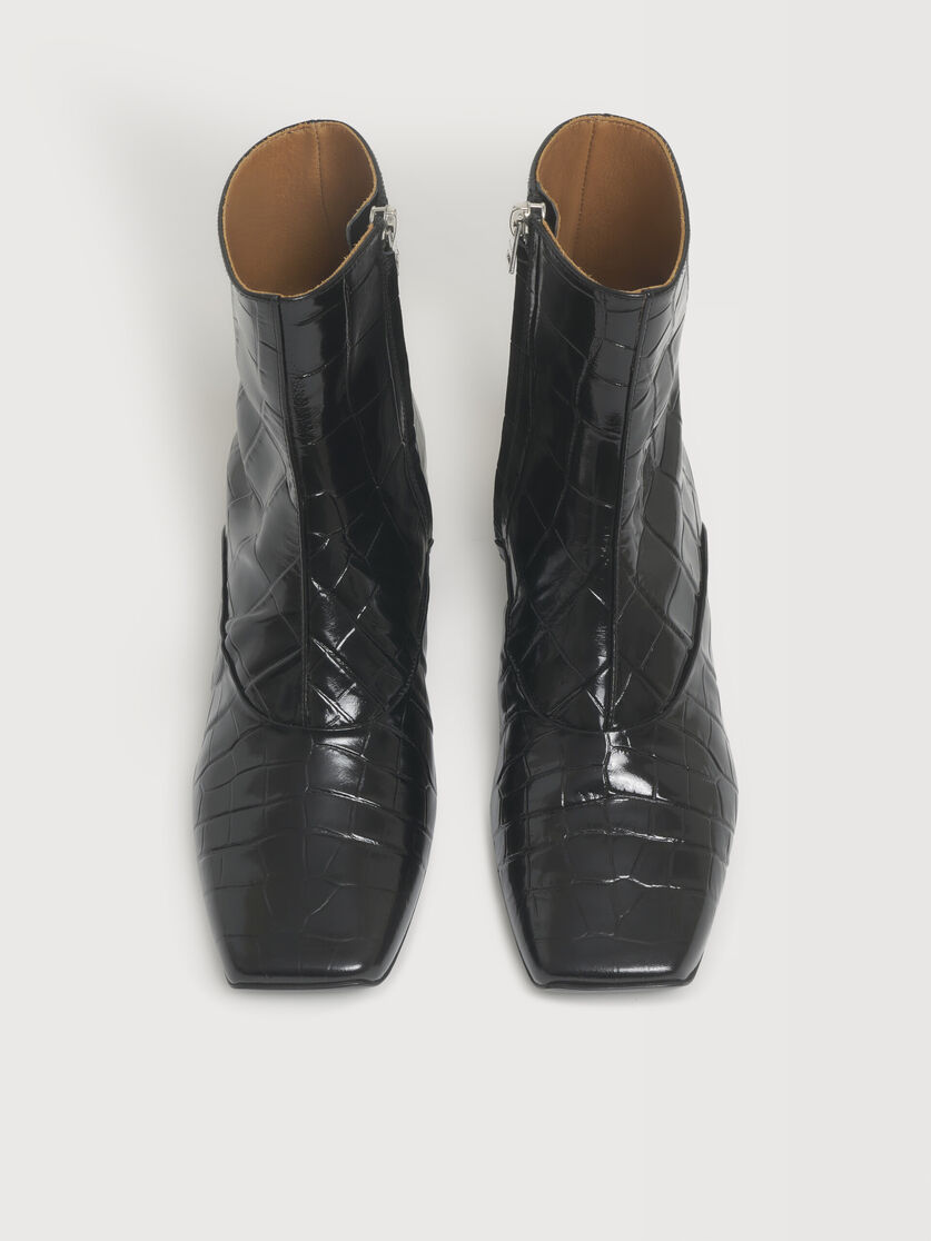 ブラック クロコエンボスレザー Doroty ブーツ, Image 4