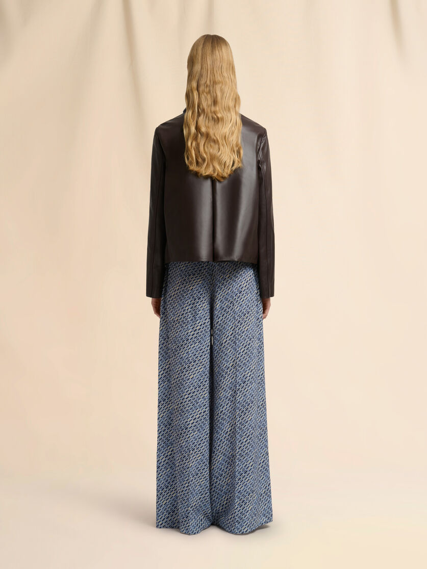 Brown nappa baby jacket with shearling trims, Image 3