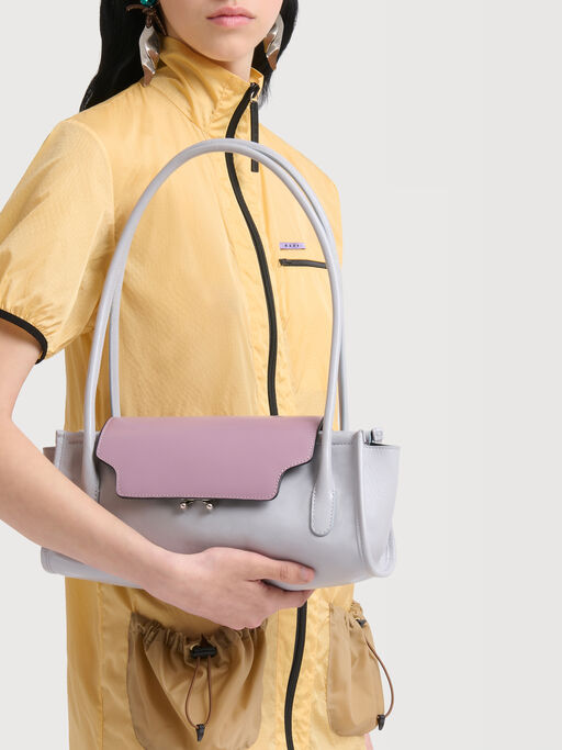 Gray and purple leather Trunkette bag - Shoulder Bag
