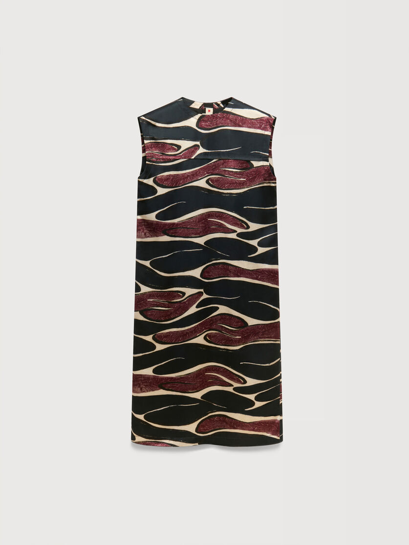 Black viscose dress with Crimson Flow print, Image 1