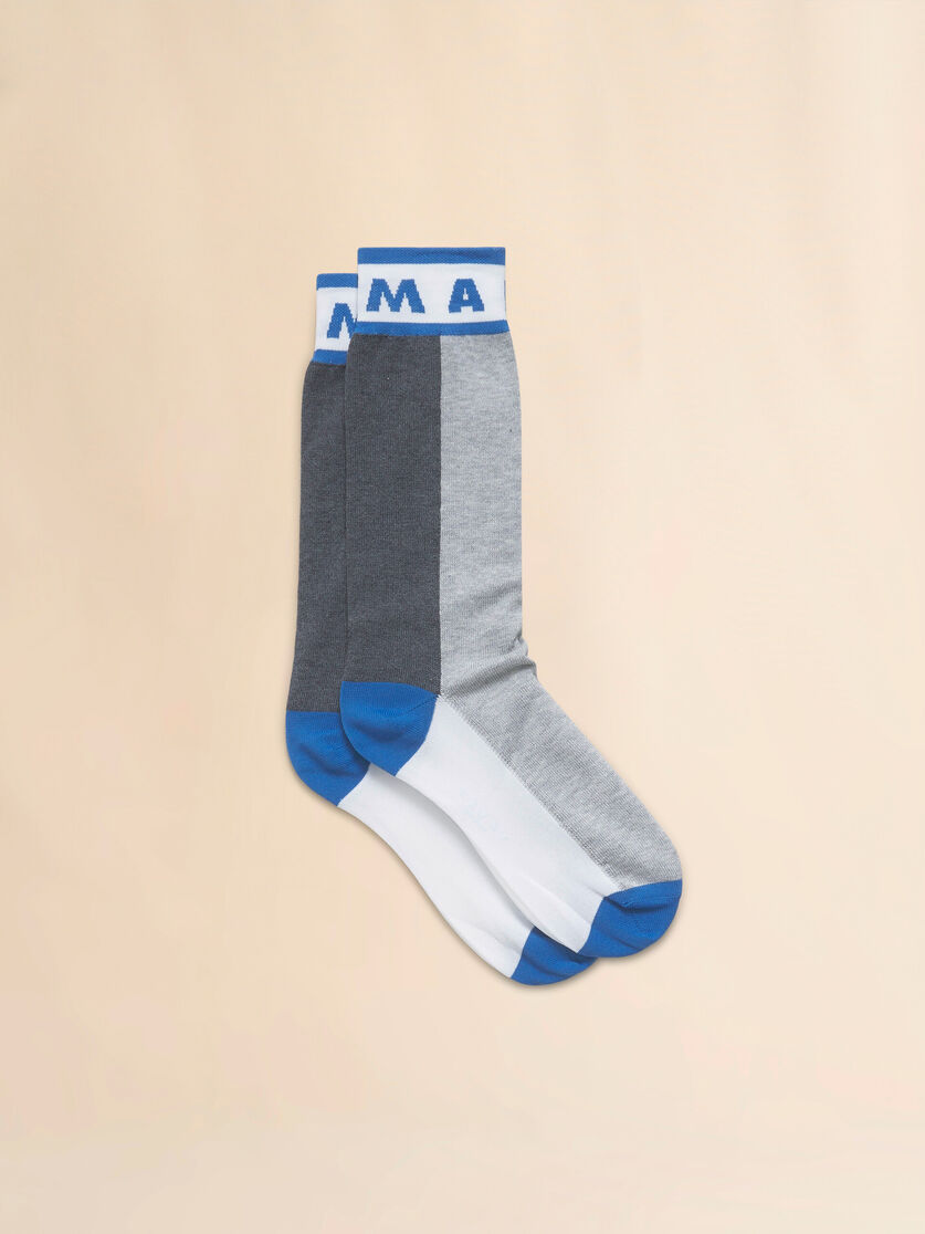 Blue colour-block cotton socks - Socks - Image 1
