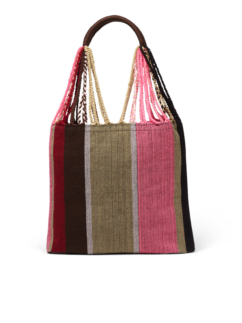 Sac shopping MARNI MARKET en polyester avec poignée tissée comme un hamac gris turquoise et rouge - Sacs - Image 3