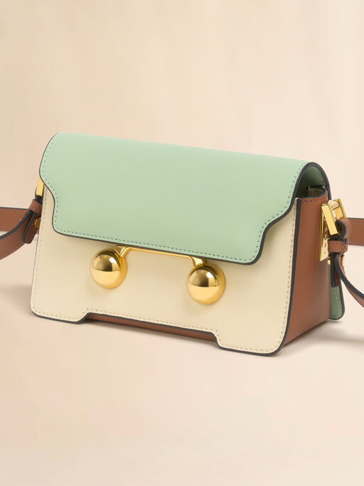 Green cream and brown leather Trunkaroo mini shoulder bag - Shoulder Bags