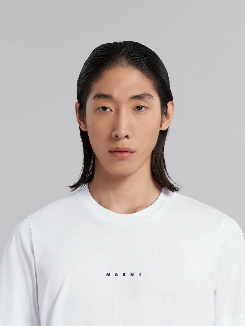 White organic cotton T-shirt with logo | Marni