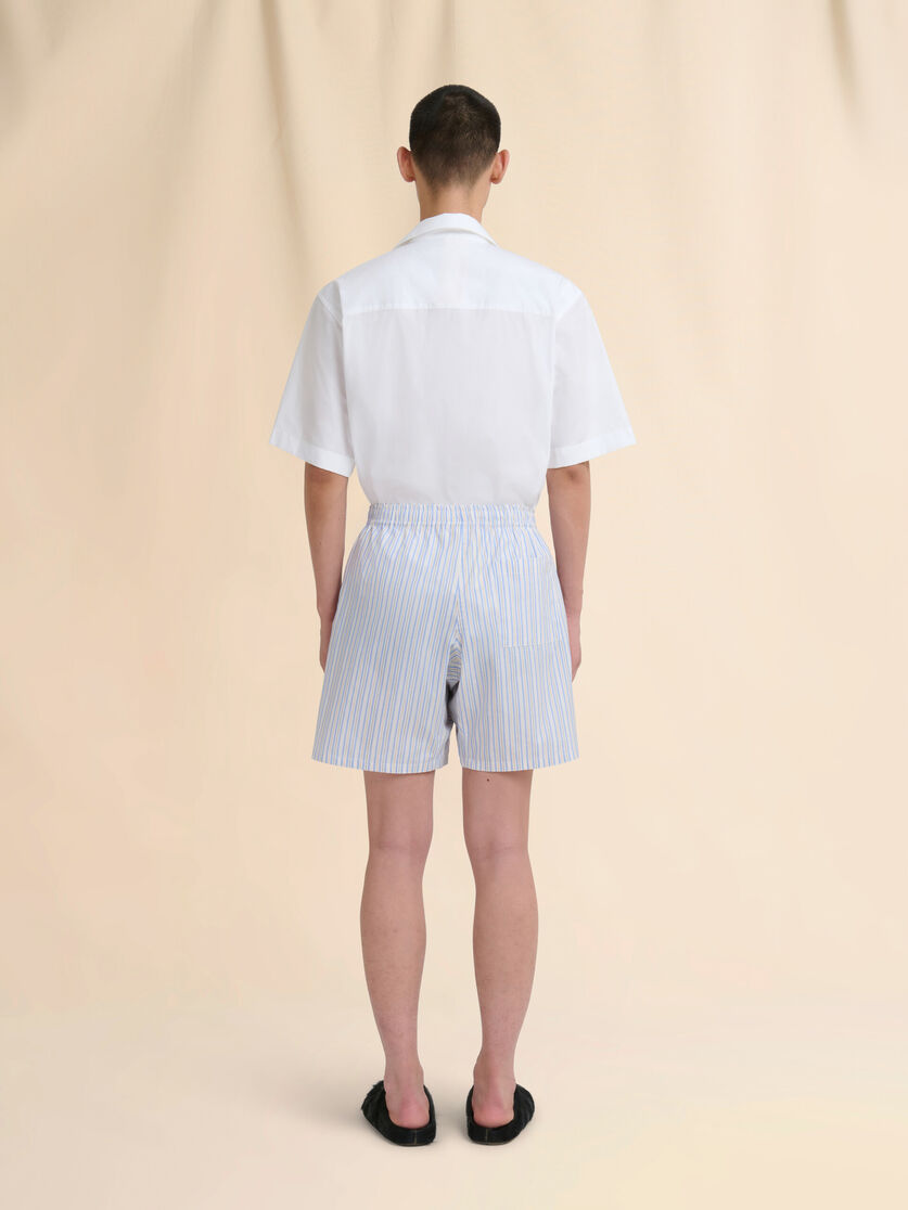 Light blue striped poplin Bermuda shorts - Swimwear - Image 3