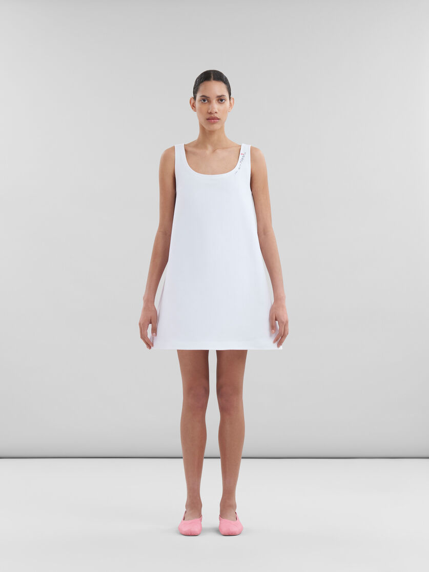 White cady A-line dress with Marni mending - Dresses - Image 2