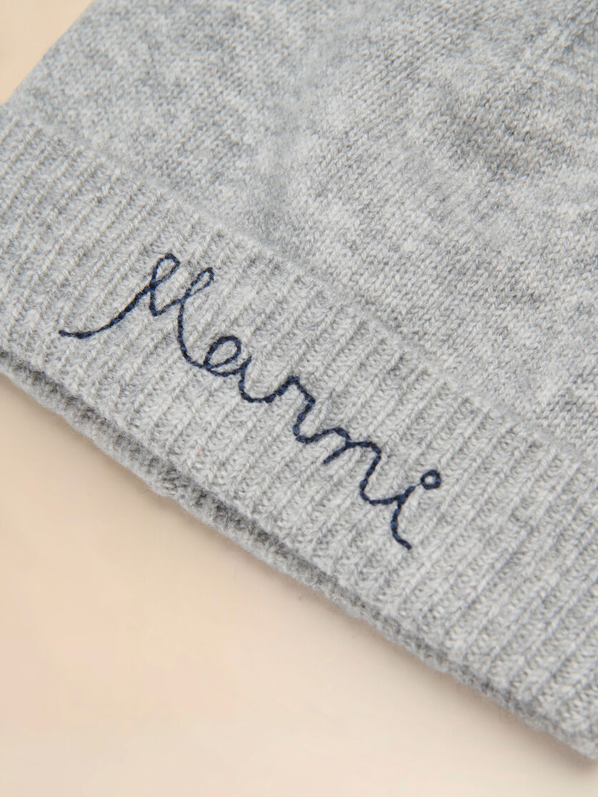 Deep blue wool-cashmere beanie with Marni logo - Caps - Image 3