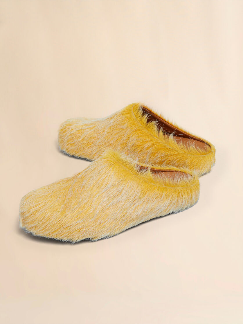 Blue-grey long hair calfskin Fussbett sabot - Clogs - Image 5