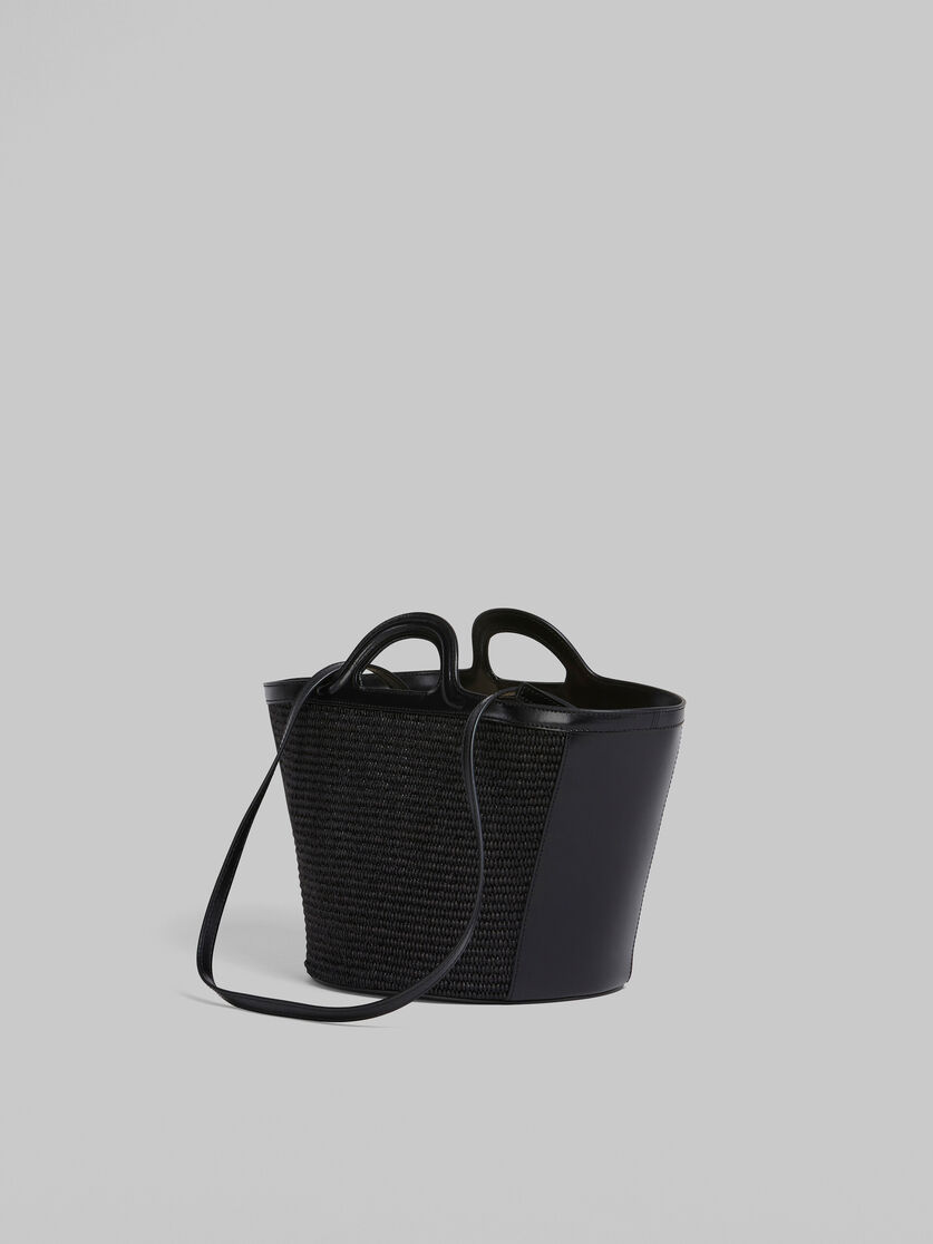 Tropicalia Small Bag in light blue leather and raffia-effect fabric - Handbag - Image 3