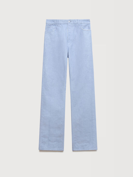 Light blue coated denim jeans - Pants