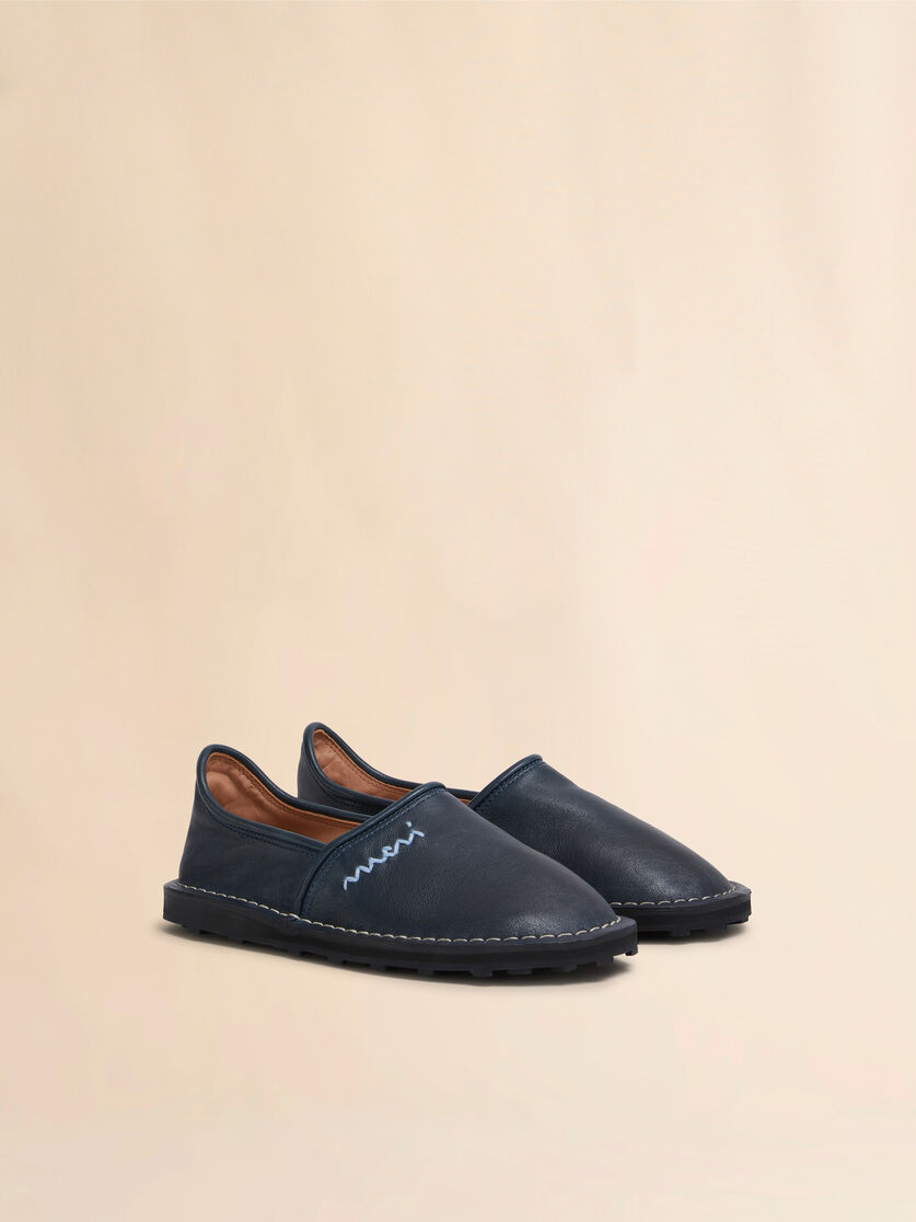 Blue leather slip-on loafer with Marni Symbol - Mocassin - Image 2