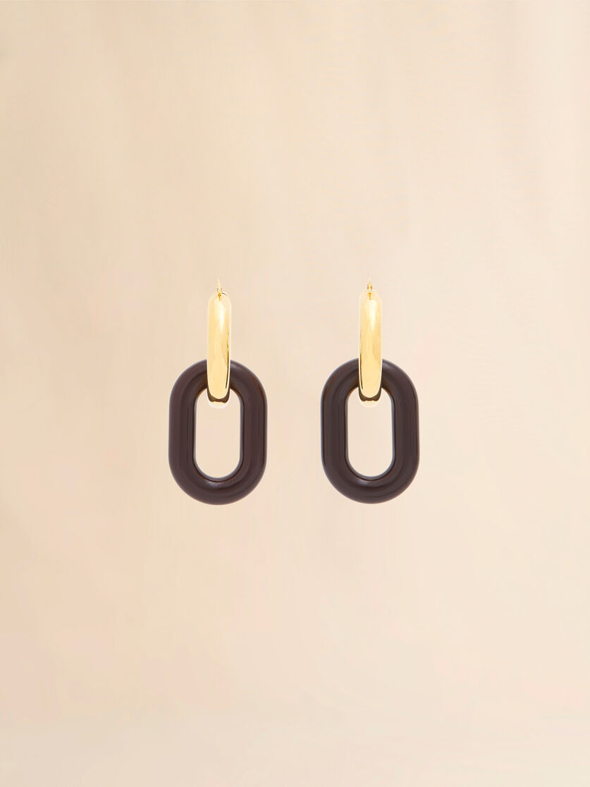 Brown resin chain earrings - Earrings - Image 3
