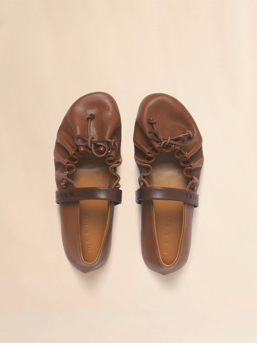 Light and dark brown leather Mary Jane Soft Ballerina, Image 4