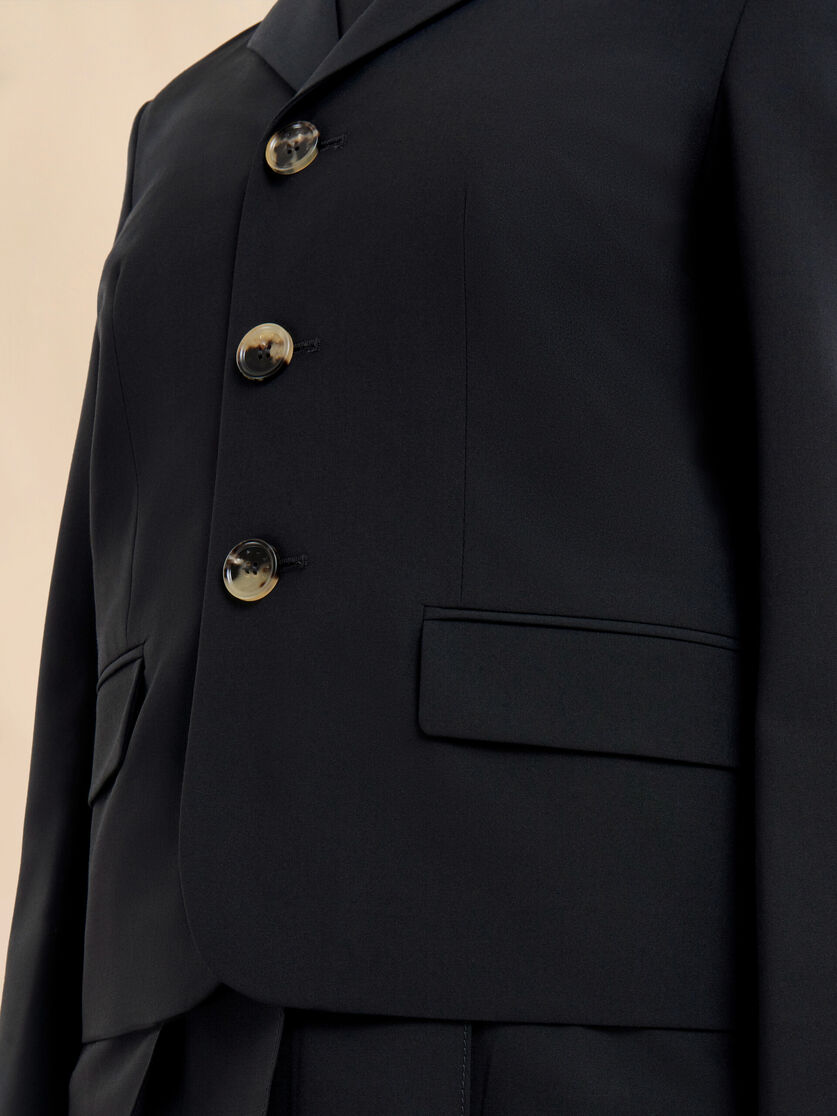 Veste noire en laine mélangée - Manteaux - Image 5