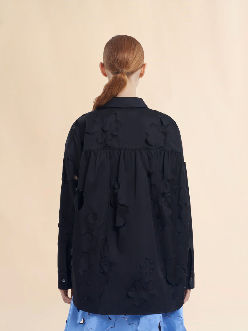 Camicia in duchesse indaco con dettagli cut-out - Camicie - Image 3