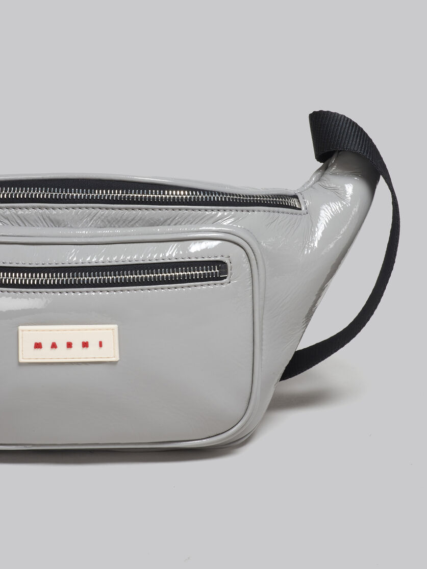 Grey patent belt bag Marni