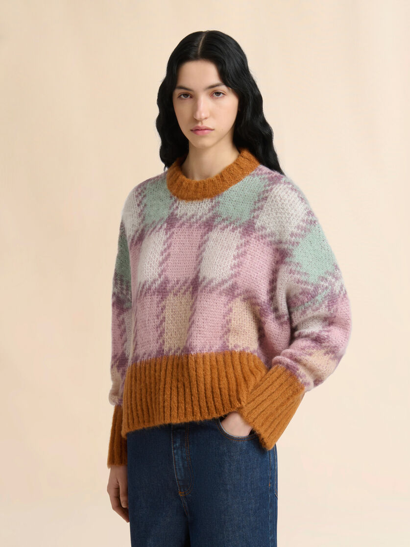 Purple mohair checked jumper, Image 3