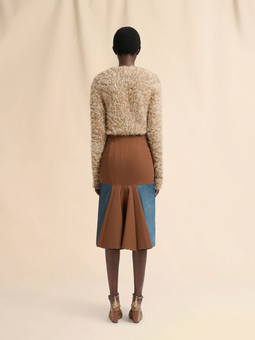 Brown wool skirt with pony hair insert - Skirts - Image 3