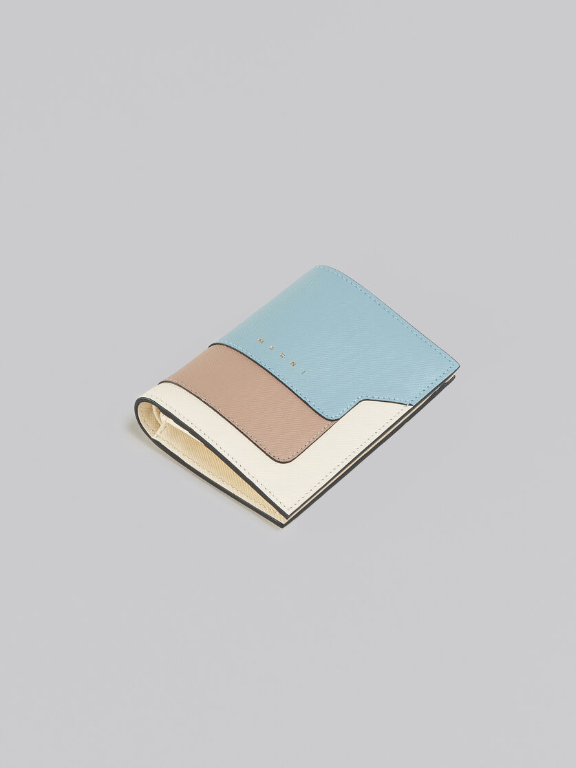 Portafoglio bi-fold in saffiano blu bianco e marrone - Portafogli - Image 5