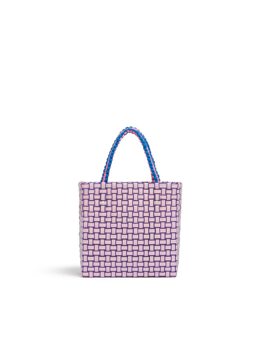 Blue MARNI MARKET MINI BASKET bag with front graphic - Shopping Bags - Image 3