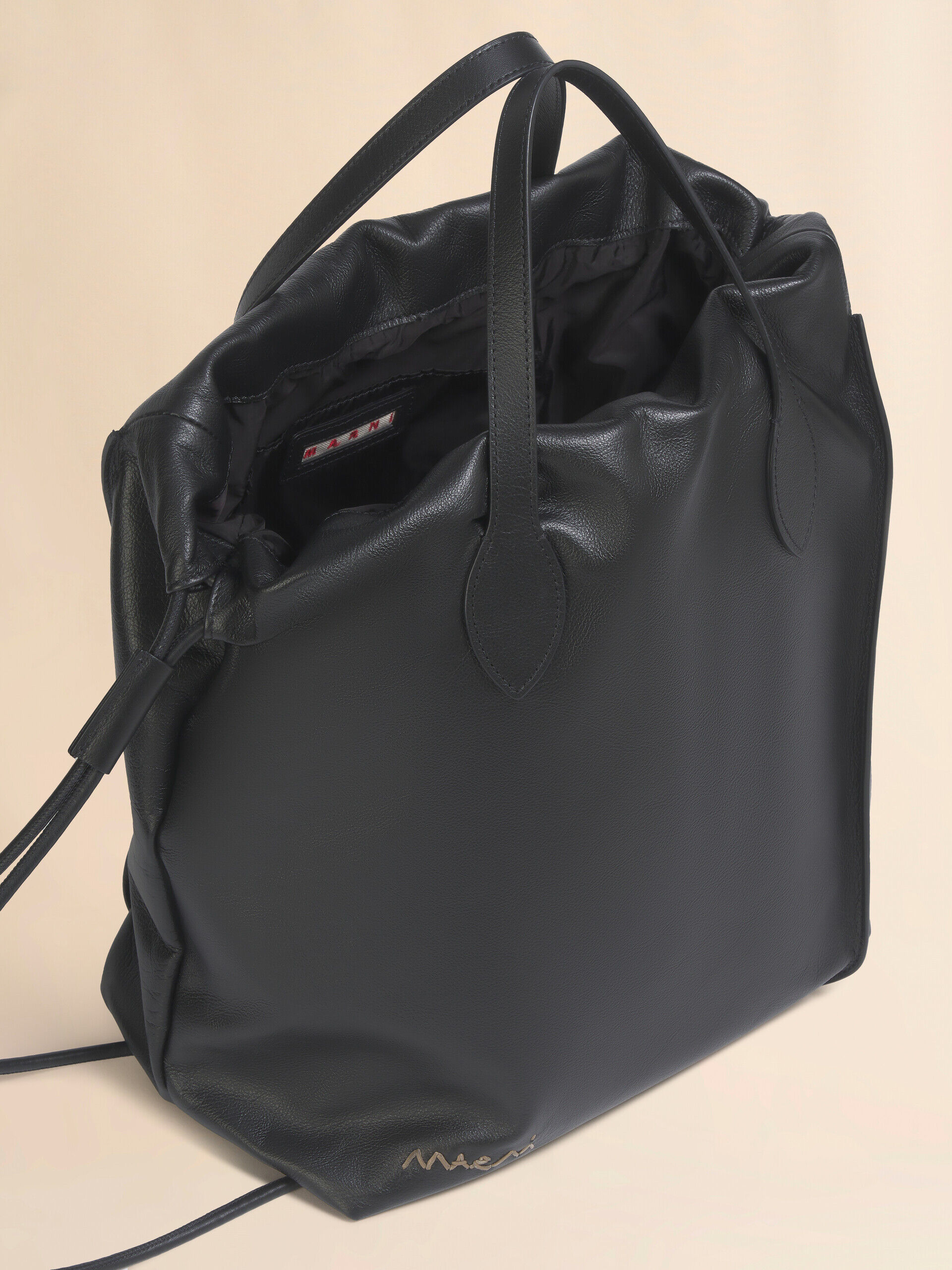 Black leather Scrunchie backpack | Marni