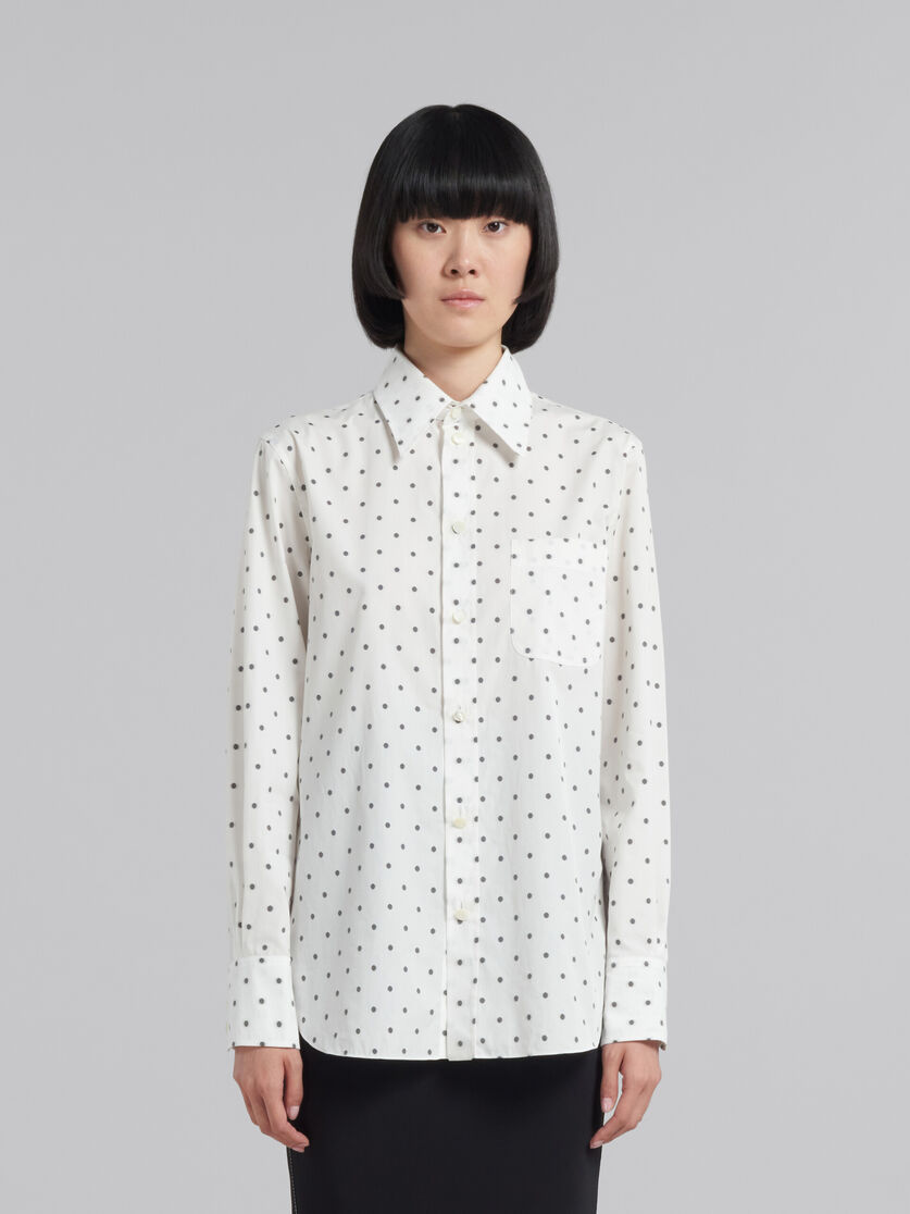 White poplin shirt with polka dots - Shirts - Image 2