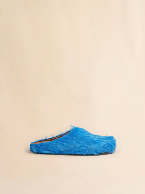 Blue long-hair calfskin Fussbett sabot - Clogs