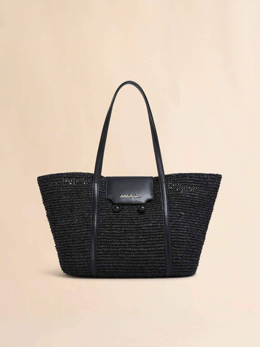 Medium black raffia-effect Trunkaroo beach bag - Shopping Bags - Image 1