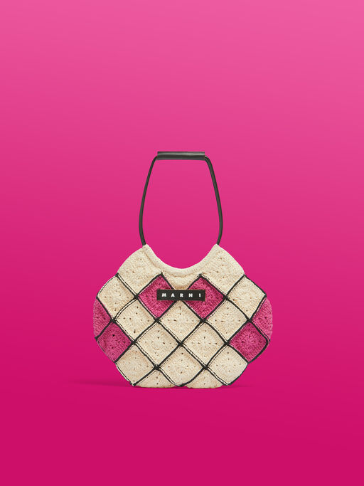 ナチュラルホワイト コットンクロシェ製 MARNI MARKET ハンドバッグ - ショッピングバッグ