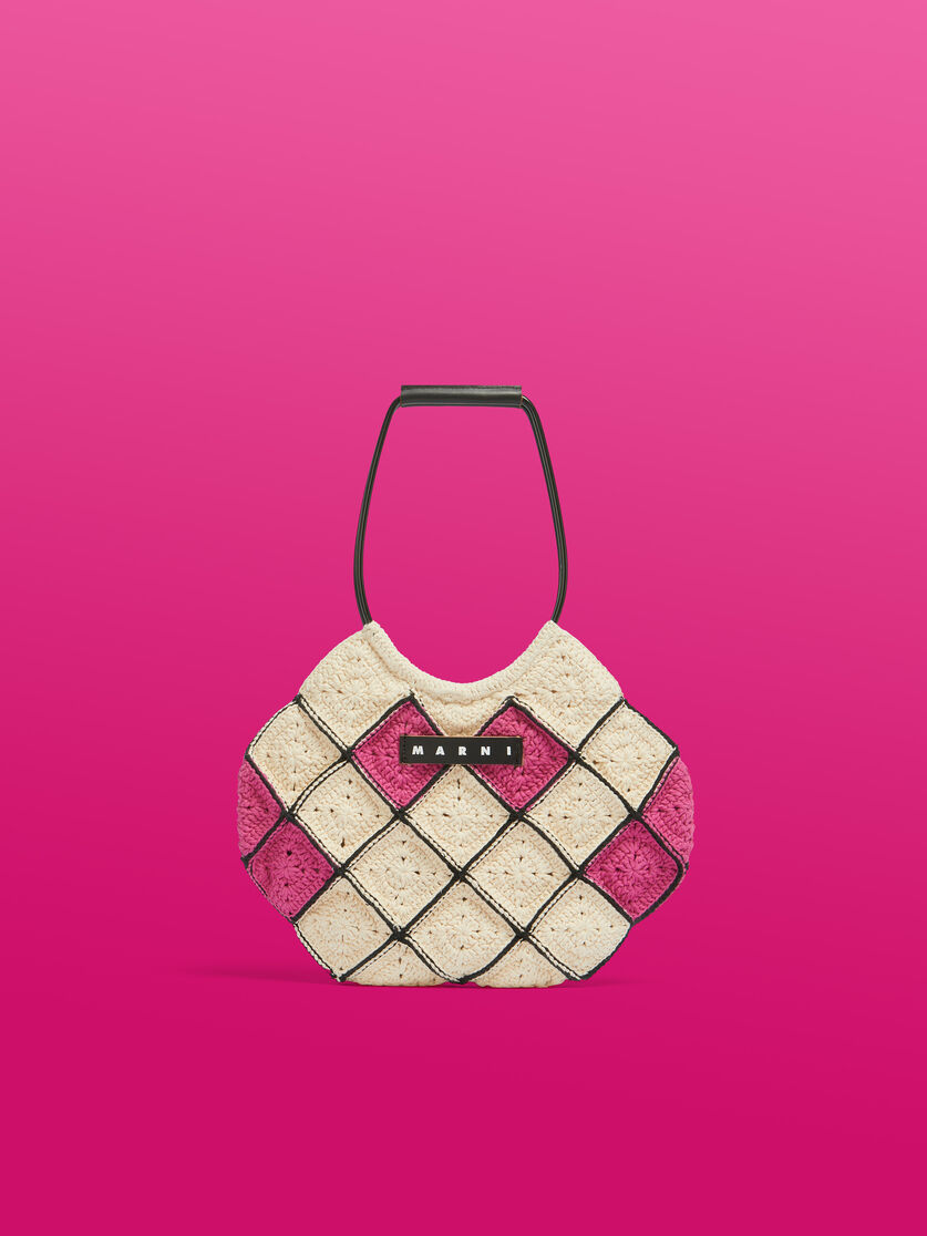 ナチュラルホワイト コットンクロシェ製 MARNI MARKET ハンドバッグ - ショッピングバッグ - Image 1
