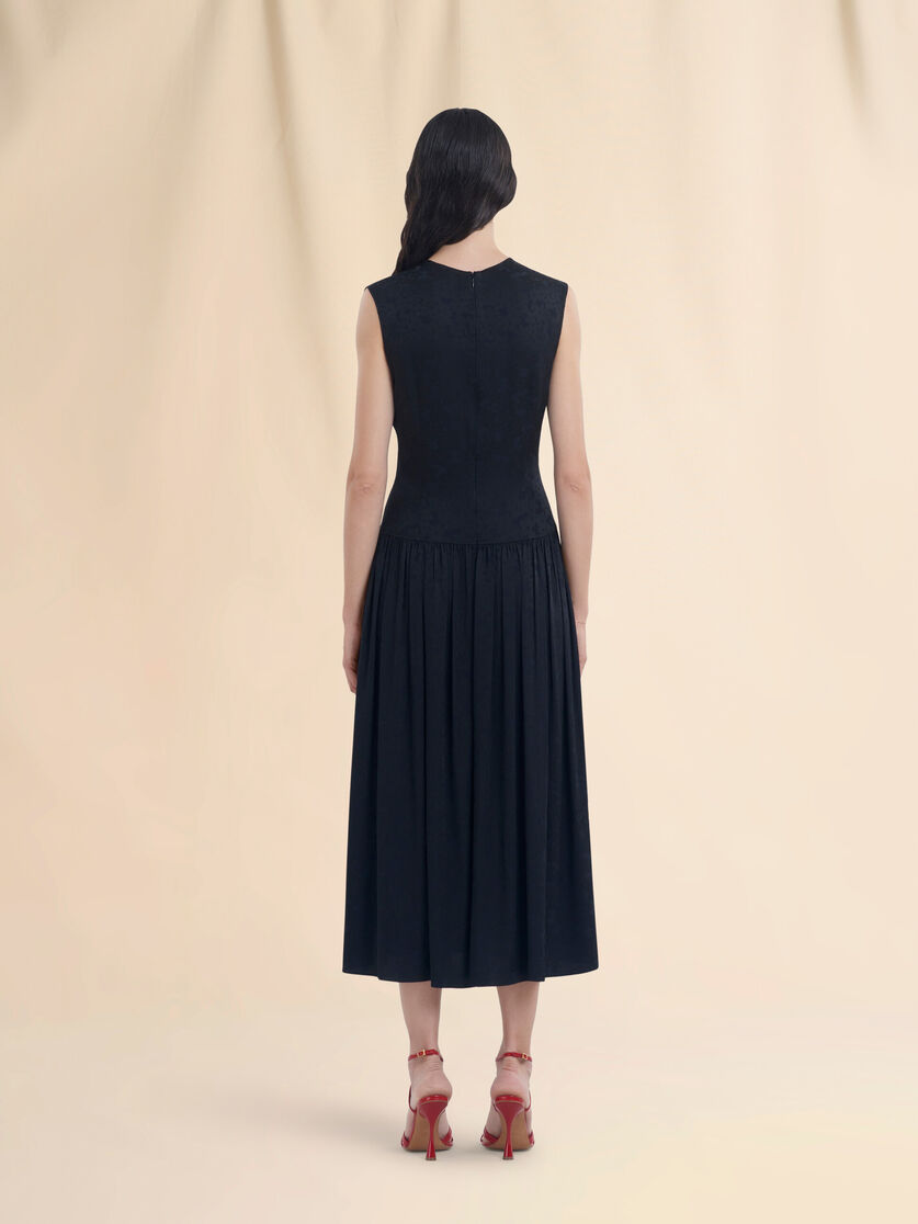 Black silk jacquard midi dress - Dresses - Image 3