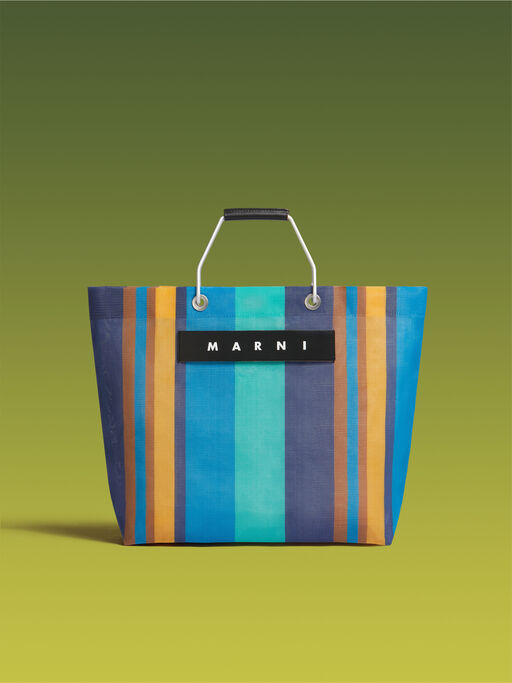 ナルシスブルー MARNI MARKET STRIPE BAG - ショッピングバッグ