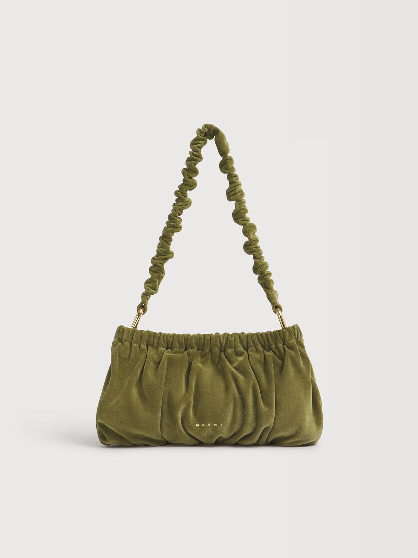 Green suede Ruffles clutch bag, Image 1