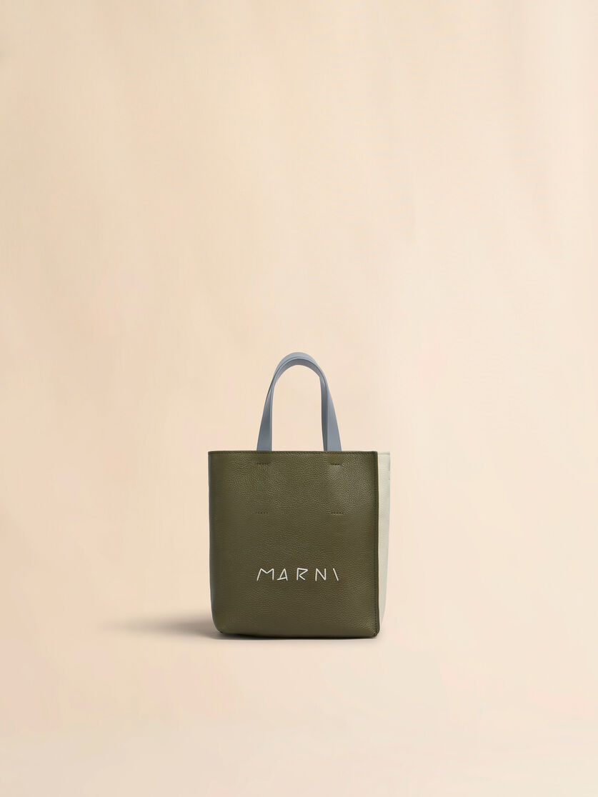 Mini-Tasche Museo Soft aus elfenbeinfarbenem und braunem Leder mit Marni Mending - Shopper - Image 1