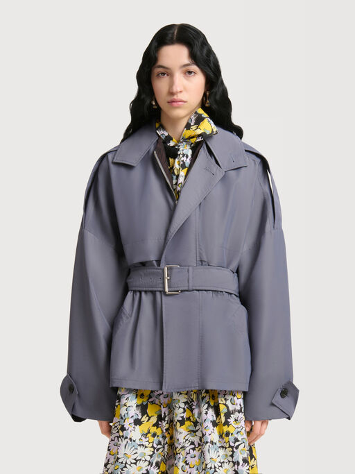 Grey nylon blouson with belt - Jackets