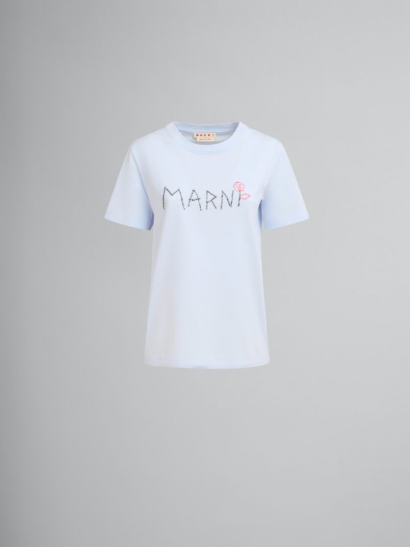 Hellblaues T-Shirt aus Bio-Jersey mit Marni-Flicken | Marni