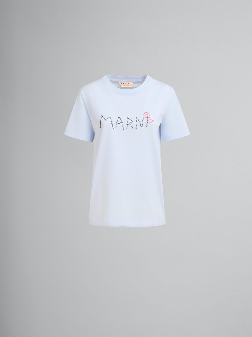 Camiseta azul claro de punto ecológico con remiendo Marni - Camisetas - Image 1