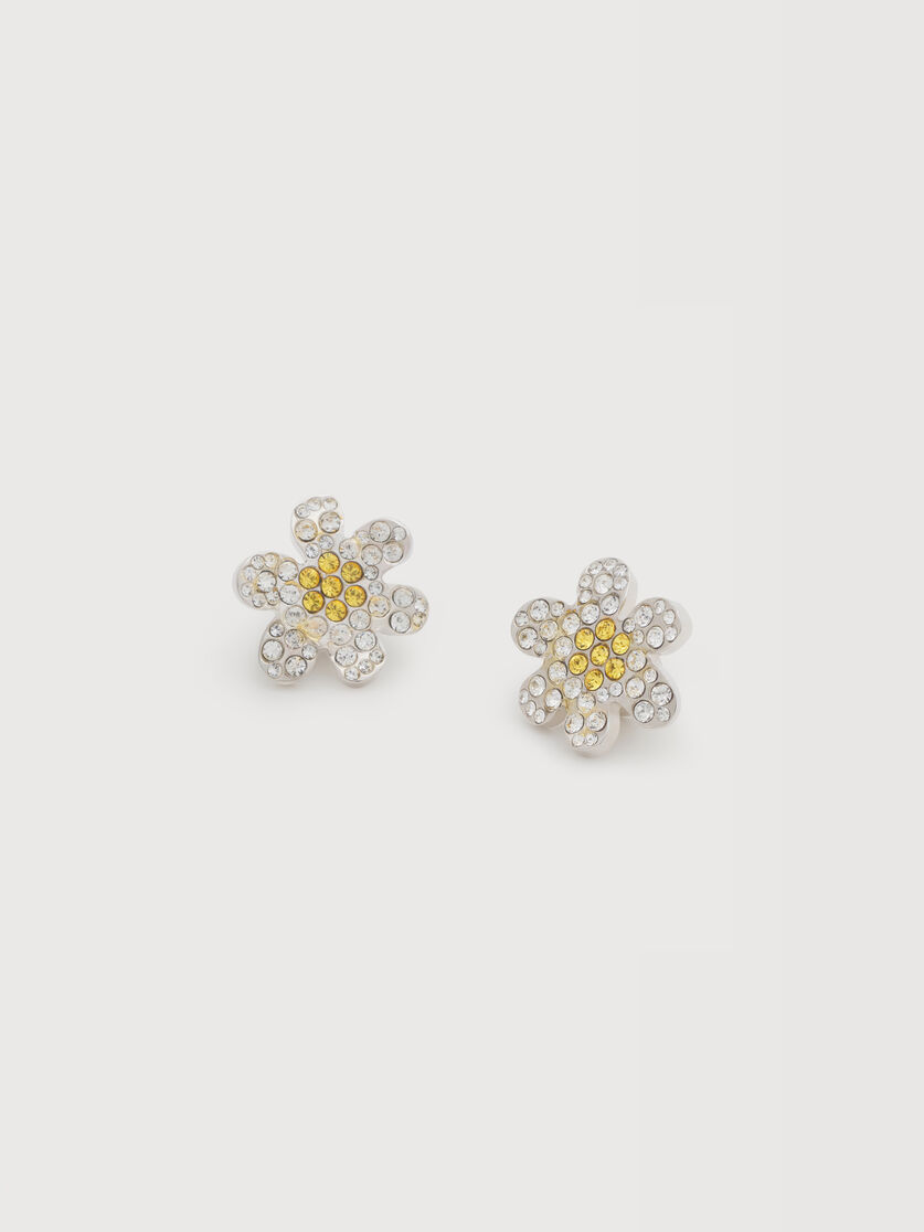 Daisy stud earrings with pav&eacute; rhinestones, Image 1