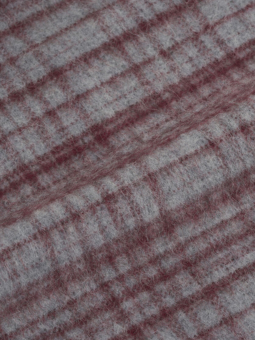 Red checked wool-mohair scarf, Image 2