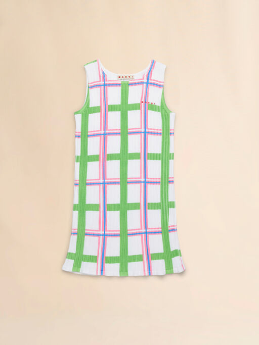 White knit sheath dress with Check print - Dresses