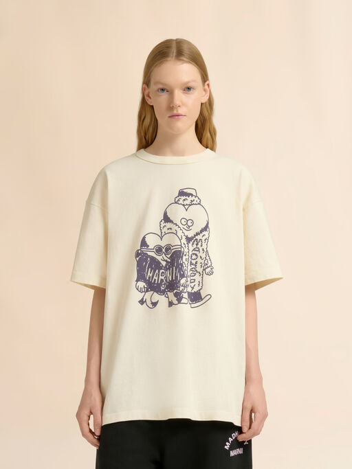 Marni + Madhappy cream cotton T-shirt with heart guys print - Shirts