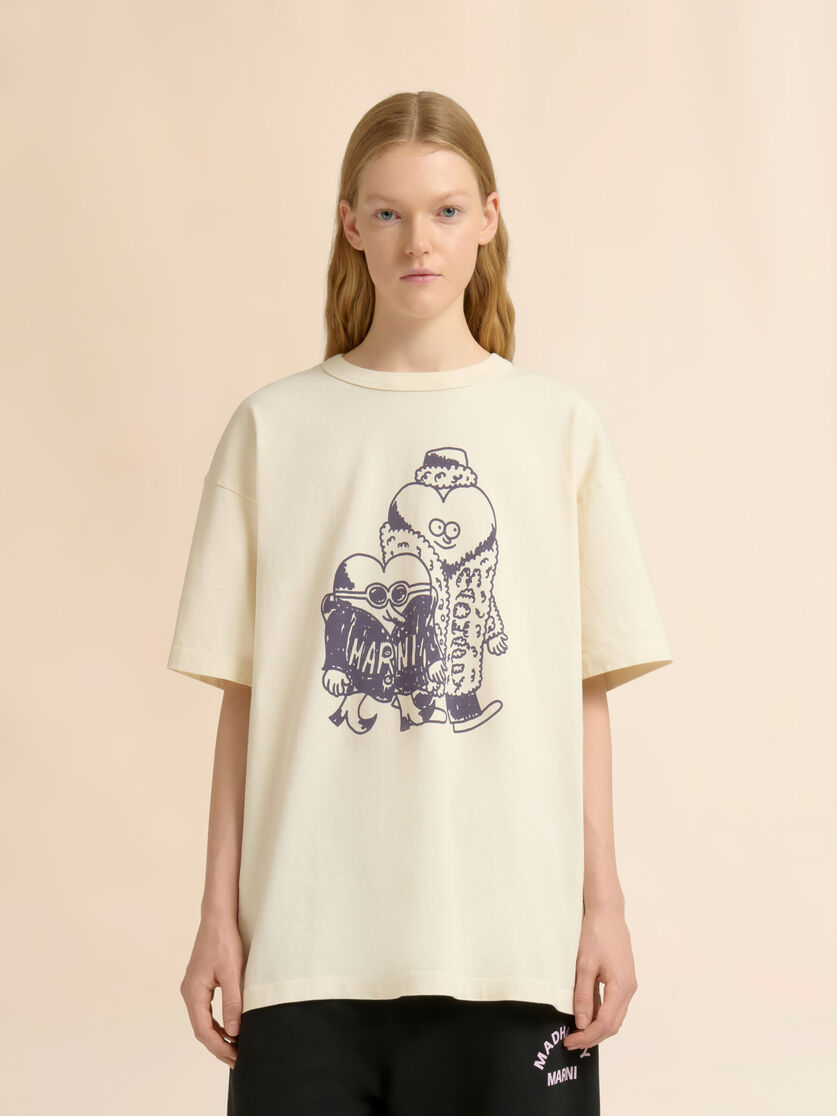 Marni + Madhappy cream cotton T-shirt with heart guys print - Shirts - Image 2
