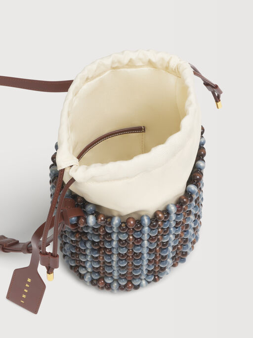 Sac Beads bleu et marron - Sacs port&eacute;s &eacute;paule